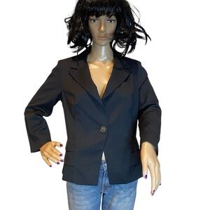 Cabi Bossy Blazer Career Office 3/4 Sleeves Navy Blue Ruffles Tiers Size 8 EUC